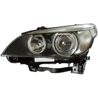 Hella Headlamp BI-Xenon BMW 5-Series E60 2004-10 with Cornering Lamp, Clear Turn, HL29101/201